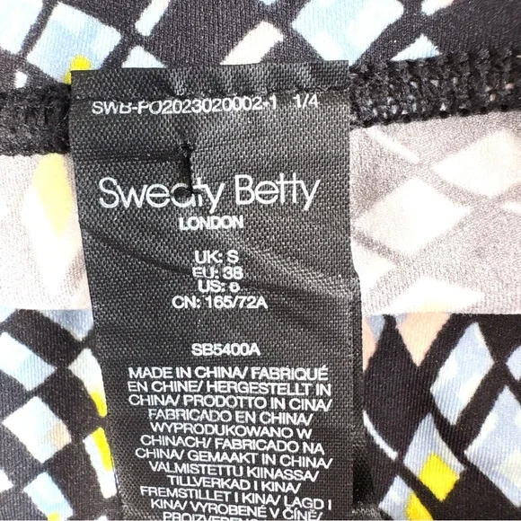 Sweaty Betty Power Gym Full Length Leggings in Blue Fluid Check Print Size 6 - Picture 10 of 11
